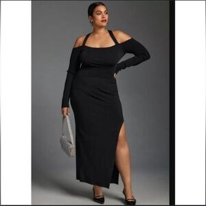 Anthropologie Long-Sleeve Square-Neck Slim Knit Midi Dress Size XL - Date Night